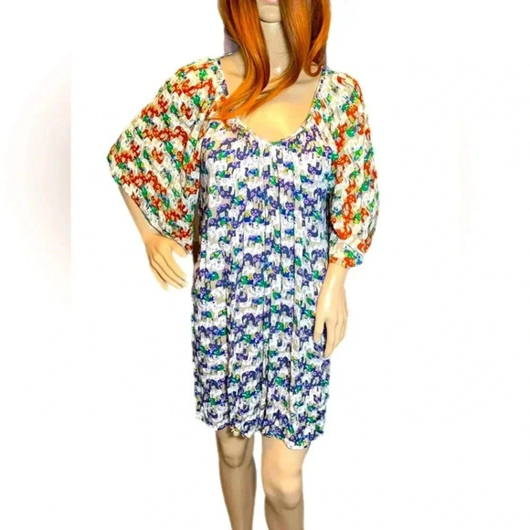 NWT VELZERA Women's Boho Elephant Print Cover up Tunic Top Mini Dress Sz s - Picture 2 of 8